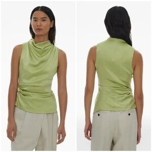 NWT Helmut Lang Stretch Silk Satin Cowl Neck Top